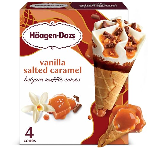Haagen-Dazs Vanilla Salted Caramel Ice Cream Cones, 4ct