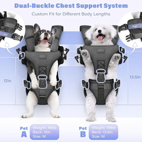 YUDODO Front Pet Carrier Backpack for Small Dogs and Cats, Secure and Breathable Mesh, Ergonomic Support, Adjustable for Walking, Hiking, or Travel (Black M) - Image 5