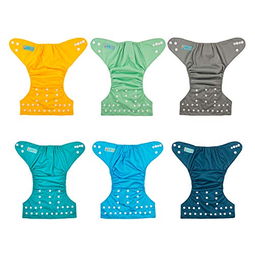 Image of ALVABABY Baby Cloth Diaper 6 Pack with 12 Inserts One Size Cloth Diaper Covers Adjustable Washable Reusable for Baby Girls and Boys