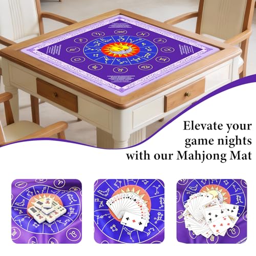 Mahjong Mat for Table 31.5 x 31.5 in, Non-Slip Waterproof, Zodiac Purple - image 6