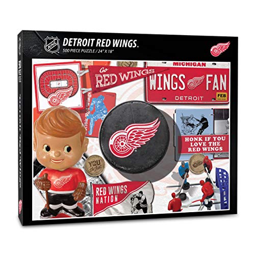 Image of YouTheFan NHL Detroit Red Wings Retro Series Puzzle - 500 Pieces | 500 Pieces, 18 inch X 24 inch Size, Filled With Fun Team Memorabilia, Fun Fan Gift, Original Design, Officially Licensed