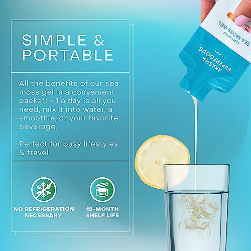 Akasha Superfoods Irish Sea Moss Gel, Liposomal Seamoss with Irish Sea Moss, Vitamin E, Citrus, Organic Vanilla, Glycerin, Skin, Energy & Gut Health Support for Women & Men, Sweet Citrus Flavor, 30 Ct - Image 8