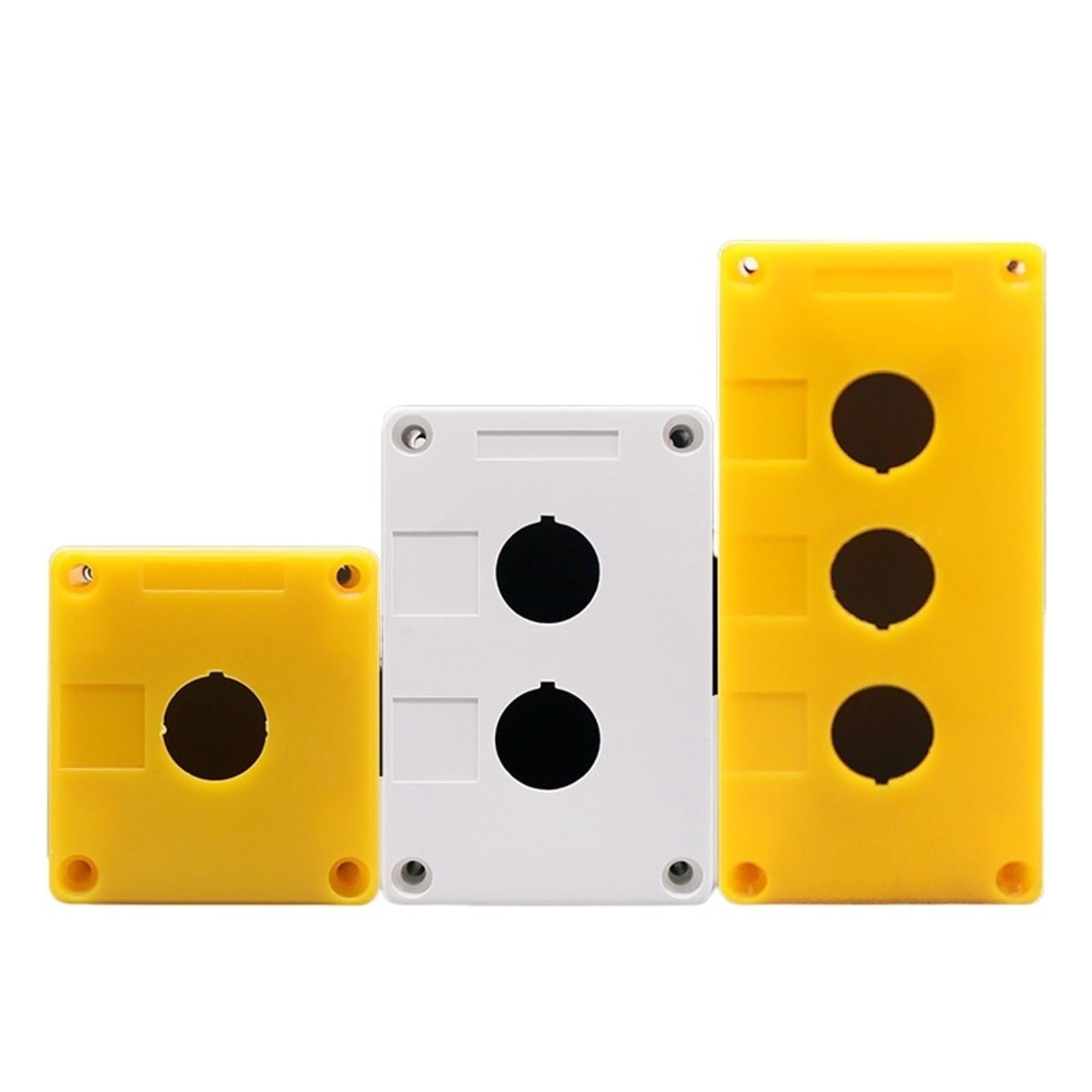 Caja de interruptor de botón, indicador de plástico de parada de emergencia de 1/2/3 orificios, 1 Uds.(Buttonswitchbox2holes(yellow))