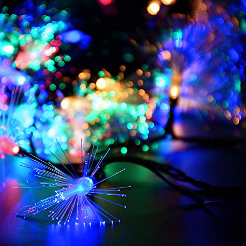 33Ft Fiber Optic Fairy Lights 60 Led Starburst Firework String Lights Green Wire Twinkle Christmas Lights For Indoor Outdoor Wedding, Christmas Tree, Garden, Patio, Party Decoration (Multi-Colored) #TOP3