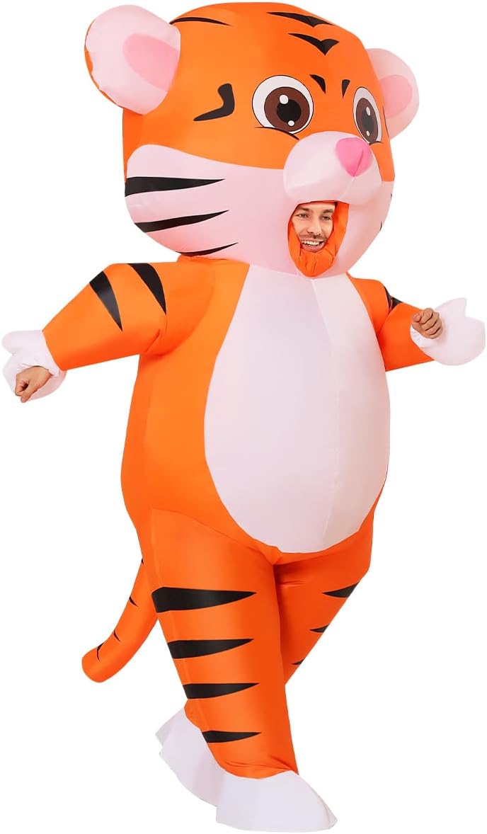 GOOSH Inflatable Tiger Costume for Adluts Blow up Halloween Costumes Men Women 72IN Funny Blow up Cow Costume for Halloween Party Cosplay - Image 5
