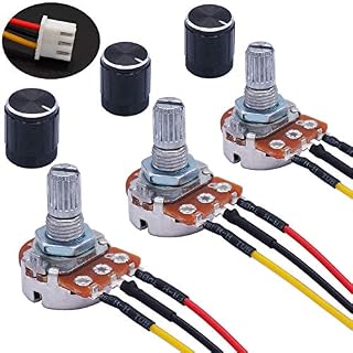 Taiss / 3 pièces 100K Ohm WH148 Potentiomètre type B Potentiomètre rotatif linéaire à 3 bornes avec câble de connexion XH2.54-3P + capuchon noir WH148-100k-HX + BKL - Les Beatles, Paul McCartney, John Lennon, RIngo Starr, George Harrison
