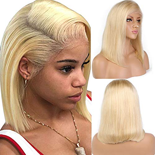 Lace Front Wigs Straight Human Hair Wigs Pure 613# 150% Density With Baby Hair 100% Brazilian Remy Human Hair (10inch, Lace Front Wig)