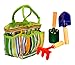 G & F 10012 JustForKids Kids Garden Tools Set with Tote hand rake shovel trowel
