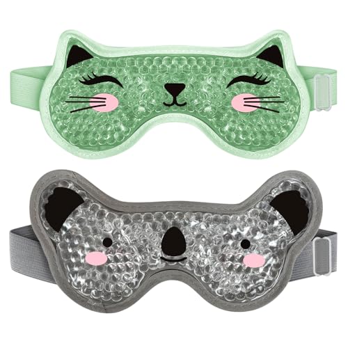 CONBELLA Kids Ice Packs 2 Packs Cooling Eye Mask with Soft Plush Backing