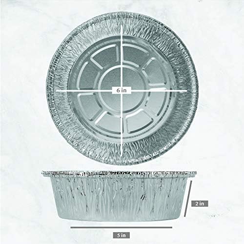 PLASTICPRO 6'' Inch Round Tin Foil Cake Pans Disposable Aluminum, Freezer & Oven Safe - For Baking, Cooking, Storage, Roasting, & Reheating, Pack of 20 - Thumbnail 3