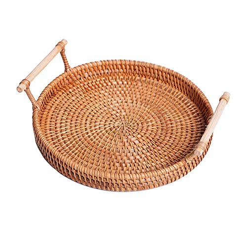 Toruiwa. Frutero de varios pisos, cesta de fruta, cesta redonda de pan, cesta de mimbre trenzado, cesta decorativa para servir alimentos, galletas y aperitivos, S Cover