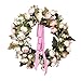 Produktbild Romantische Türkranz, Handgemacht Deko Kranz Wandkranz, Blumenkranz Ganzjährig Mit Rosen, Grünen Blättern, Rosa Schleife Für Candle-Light-Dinner, Wohnkultur, Fotografie, Hochzeit 35 Cm