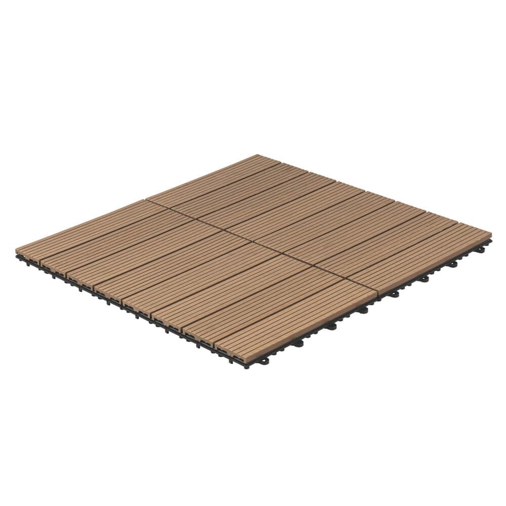 Home Deluxe Piastrelle in legno 'BAVARO' -Colore: tek - Dimensione: 6 m²- Materiale: WPC, Resistente alle intemperie, facile da pulire I Piastrelle in Legno Pavimento