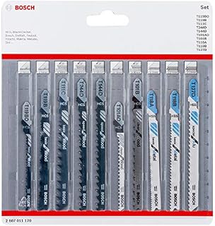 Bosch Professional 2607011170 10 piece jigsaw blade set (for wood and metal, accessories for jigsaw with T-shank holder), 0.5 cm*16.7 cm*15.7 cm