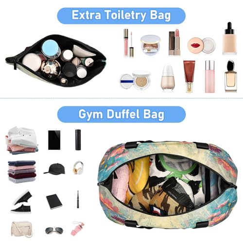 Sunlight Wildflowers Gym Bag for Women Sport Travel Duffel Bag Shoulder Weekender Overnight Bags with Wet Pocket & Shoe Compartment4