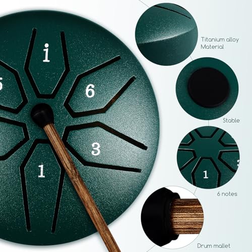 Tambor de lengüeta de acero kisangel 6 notas 7.5 cm verde miniatura 3