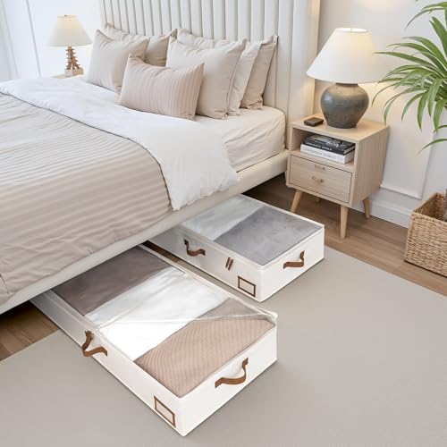 StorageWorks Large Under Bed Storage Containers with Handles and Label Holder, 2 Pack Ultra-thick Fabric Underbed Bins, Closet Organizer for Clothes, Blankets, Sweater by StorageWorks - Image 4