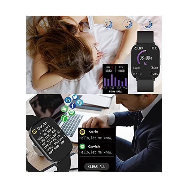 ELEXUS Smart Watch Fitness Tracker for Men Women,Heart Rate Activity Tracking Sport Smartwatches, Waterproof Pedometer Watches with Sleep Monitor Smartwatch Compatible iPhone and Android Phones