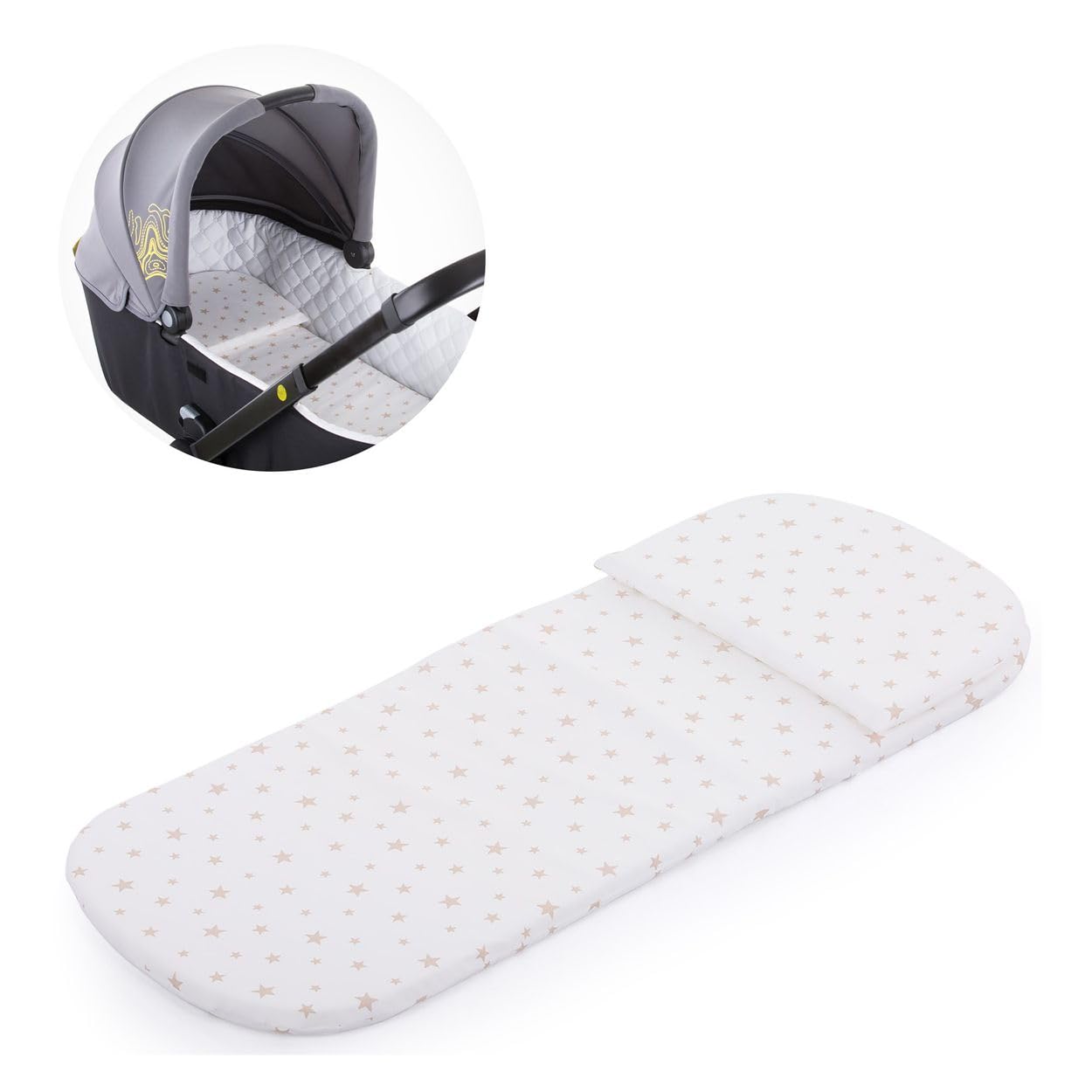 Chipolino Universal Breathable Star Pattern Mattress Cushion for Pram Beige