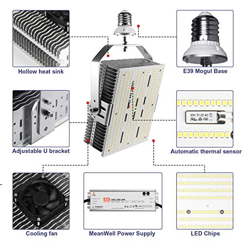 Openlux 300W Shoebox Led Retrofit Kit, Led Parking Lot Tennis Court Lights Retrofit,43500Lm 5000K E39 Mogul Base,Etl Dlc Approved,Ac200-480V #TOP3
