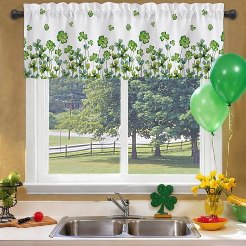 Gosuoa St Patricks Day Shamrock Curtains Valances, 54 x 18 Inch — view 4