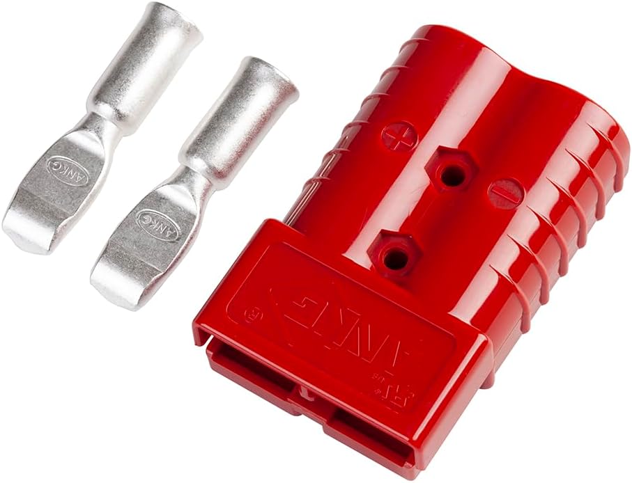 350 Amp 600 Volt 2/0 AWG Battery Power Connector (2/0AWG Contact，1Pcs RED Housing)