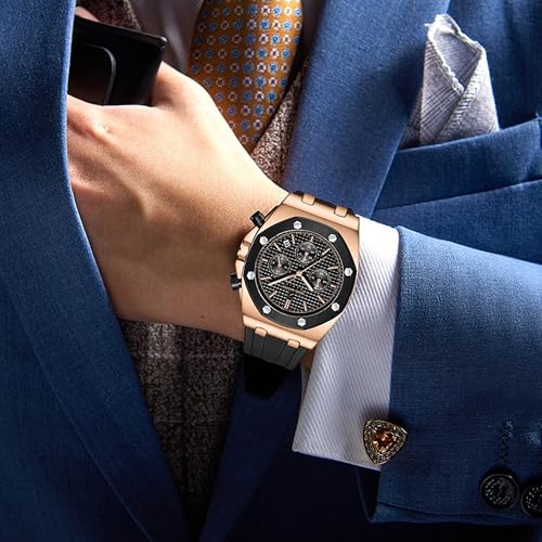 Image of Daniel Hechter Paris Tuileries Collection Multifunctional Watch for Men with Textured Octagone Dial and Silicon Strap-DHM1005