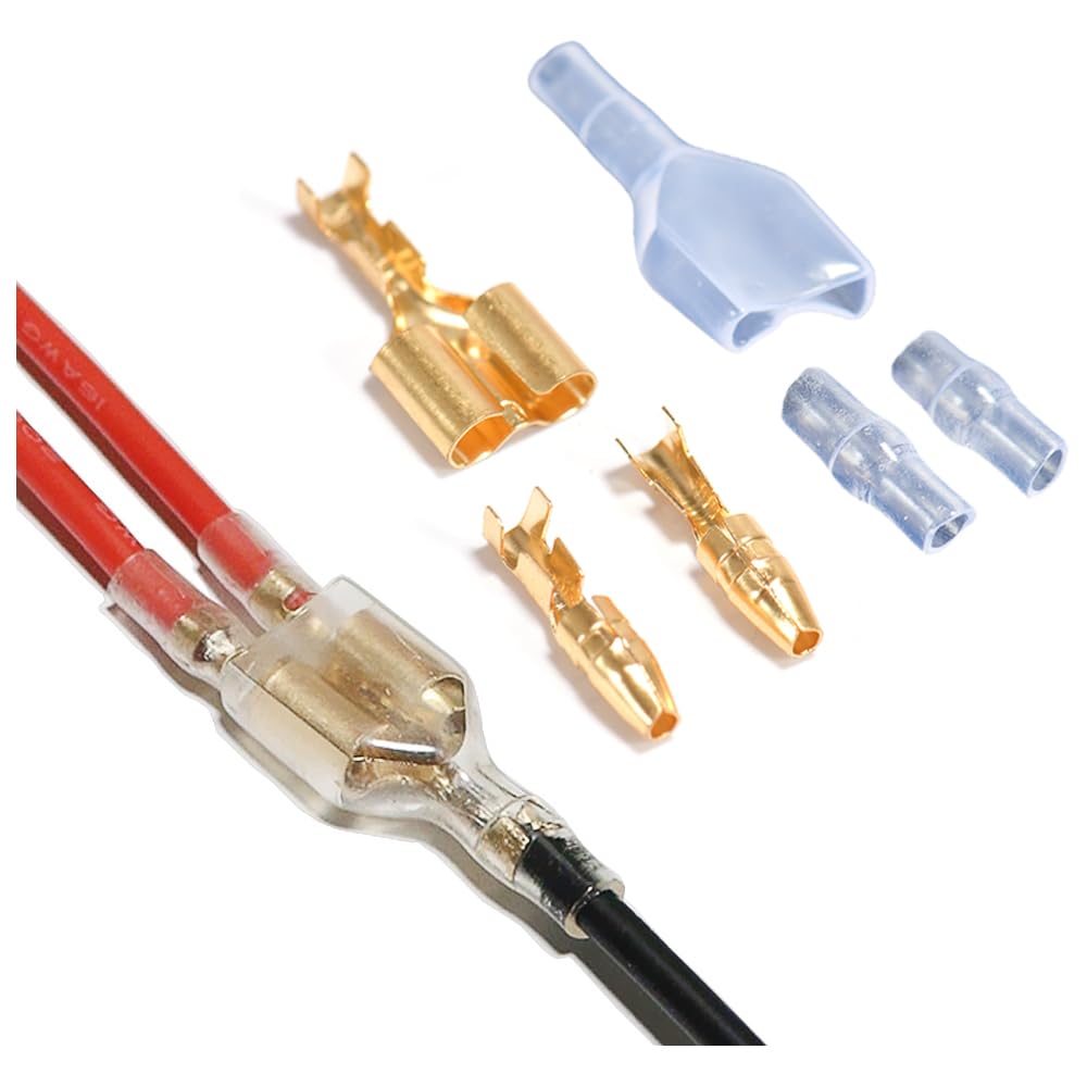 10/20/50sets 4.0 Bullet Terminal Car Electrical Wire Diameter 4mm Male + Female 1 : 2 Double Confucius Head Spring with Sheath - (A, Color: 20Sets)