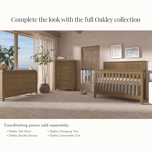 Image of Evolur Full-Size Bed Conversion Rails, Designed & Tested Cribs, Durable Hardwood Build with Secure Mattress Slats, Easy Assembly - Hickory