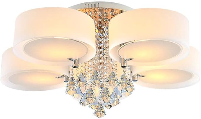 Frederimo LED kristallen plafondlamp rond, E27 plafondlamp moderne kroonluchter verlichting met afstandsbediening voor eetkamer slaapkamer woonkamer