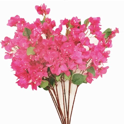 Jiumengya 5Pcs Bougainvillea Glabra Artificial Floor Mounted Fake Bougainvillea Spectabilis Flower 31.5" For Wedding Centerpieces Decorative Flowers (Hot Pink) #TOP5