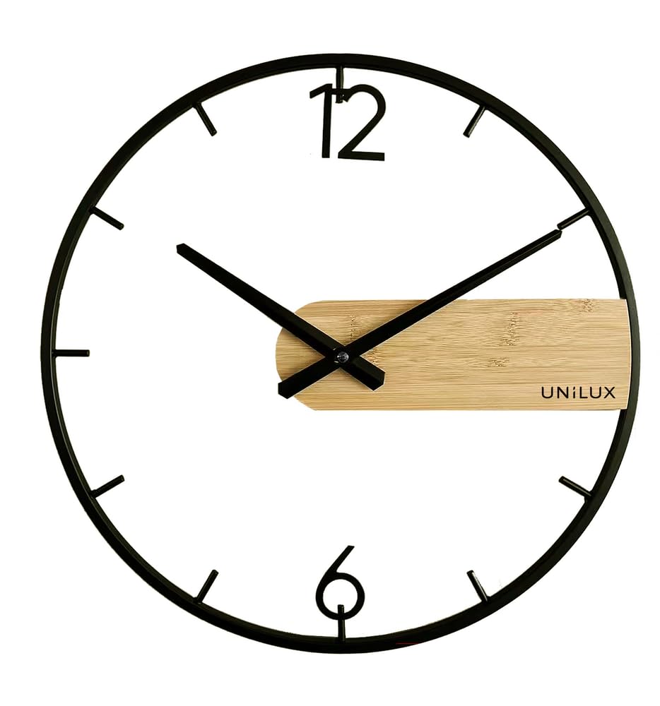 Unilux Circle Wall Clock 42 cm Black/Bamboo