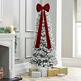 Tannenbaum Schleifen Samt,Schleifen Samt Christbaum,Samt Schleifen Weihnachtsbaum,Samtschleifen für Christbaumschmuck,Haustür, Kamin & Kranz | Dekorative Baumspitze mit Langen Bändern (40 * 80cm)