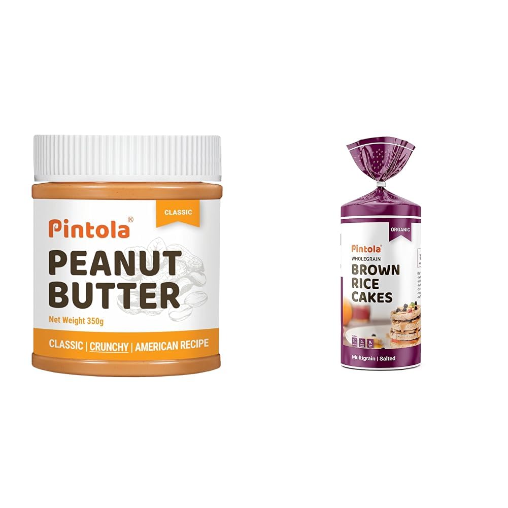 Pintola Combo - Classic Crunchy Peanut Butter 350G + Rice Cake Multigrain Salted 130G, 100% Pure Roasted Peanuts Butter, Crunchy Protein Spread Nut Butter With Organic Rice Cakes, 480 Gram (B0CWZW1CRG) Amazon Price History, Amazon Price Tracker