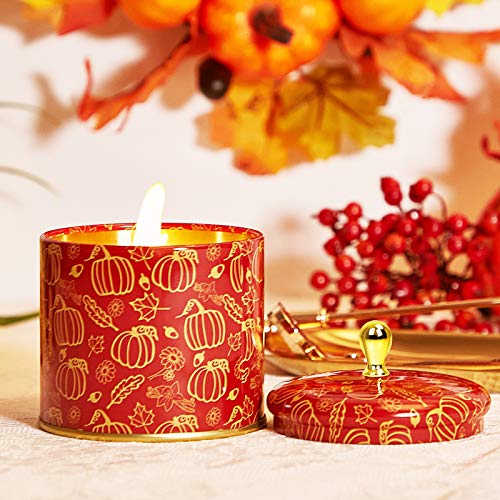 Fall Candles, Pumpkin Cinnamon Scented Candles,100% Soy Wax Holiday Candles For Home, Long Burning Candles Gifts #TOP2