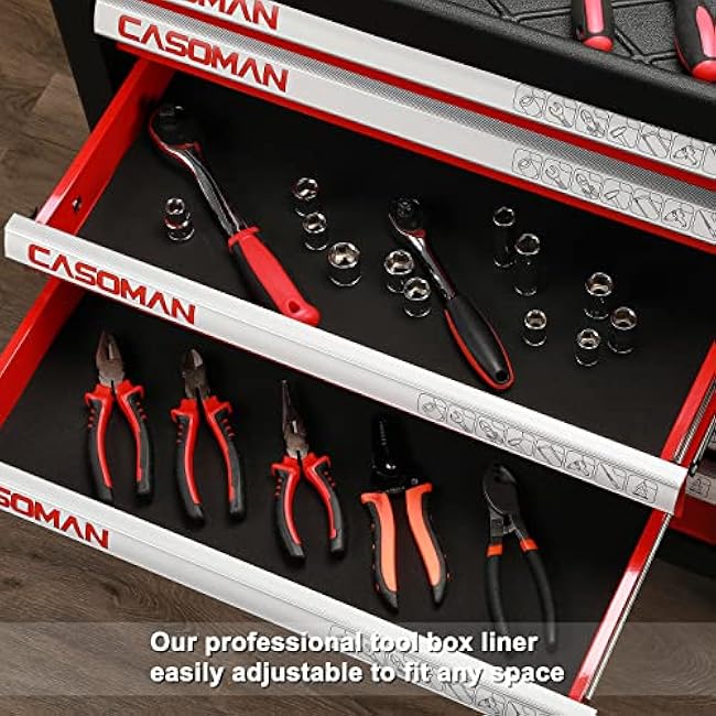 CASOMAN Professional Tool Box Liner and Drawer Liner - 24 inch (Wide) x 24 feet (Long), Non-Slip,Easy Cut, Black