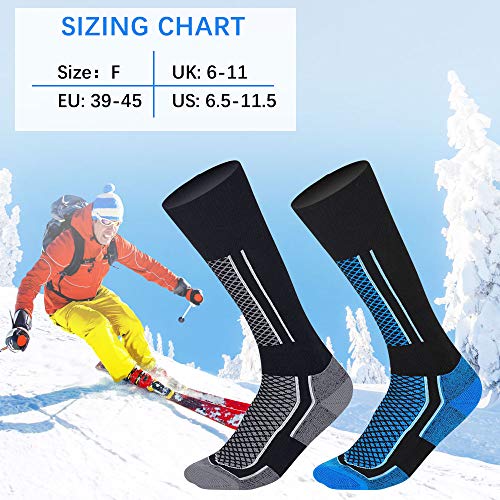 EMAGERGREN 2 Paar Skisocken Damen Skisocken Skistrumpf Herren High Perfomance Snowboardsocken atmungsaktive Kniestrümpfe Funktionssocken für Skifahren, Snowboarding und Wintersport in 2 Farben – Bild 6