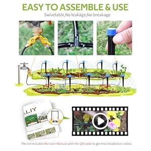 HIRALIY 50ft Drip Irrigation Kit Plant Watering System 8x5mm Blank Distribution Tubing DIY Automatic Irrigation Equipment Set for Garden Greenhouse Flower Bed Patio Lawn