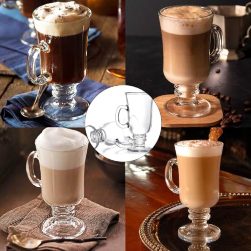 Image of 250 ML Glass Coffee Mug Set, with Convenient Handle, Tea Glasses for Hot /Cold Beverages, Thermal Shock Resistant, Tempered Glass, Mugs for Cappuccino Pack of 6 (PN - 02, 6 Count (Pack of 1))