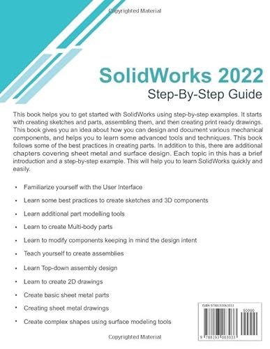 Solidworks 2022 Step-By-Step Guide: Part, Assembly, Drawings, Sheet Metal, & Surfacing #TOP1