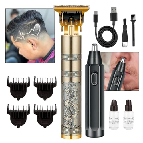 Kit Maquina Dragão Cabelo Barba E Aparador De Pelos Do Nariz Ideal para cortes precisos e cuidados p
