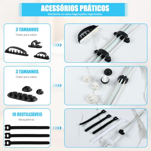 Nazdan Caixa Organizadora de Fios, Organizador de Cabos, 135 Peças, Branco, Grande (33,3*12,3*11,5 c