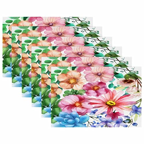 Set de table fleurs tropicales pour repas d'été en terrasse x6