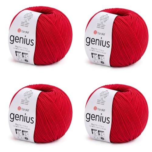 Image of YarnArt Genius Soft Cotton Blend Yarn, 4 Pack (1.76 oz / 174 Yds)