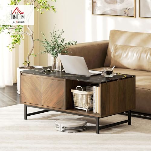 Table basse effet marbre noir, rangement, 100 cm HOMCOM