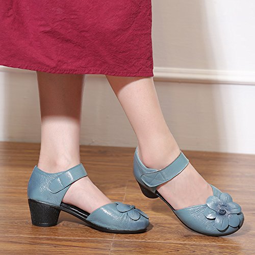 Duberess Women's Real Leather Comfort Mary Jane Sandals Ladies Summer Shoes2