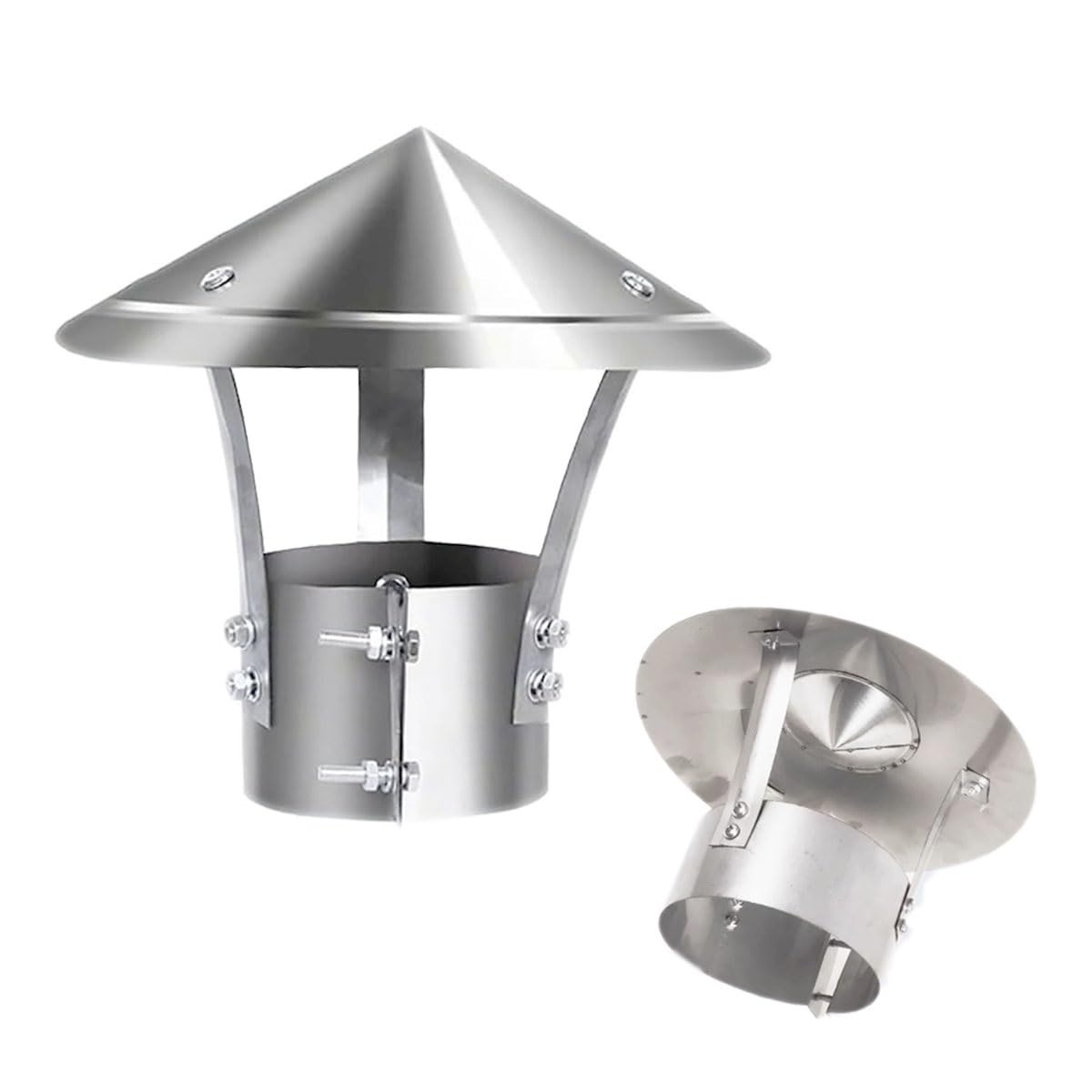 Tapa de chimenea atornillada de acero inoxidable con diseño cónico impermeable para techos modernos