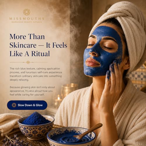 Image of Moroccan Nila Powder - Indigo Blue Face Pack for Skin Brightening, Tan Removal & Detox | Traditional Moroccan Hammam Beauty Treatment for Face & Body Care | 50g (50G - PACK OF 2)