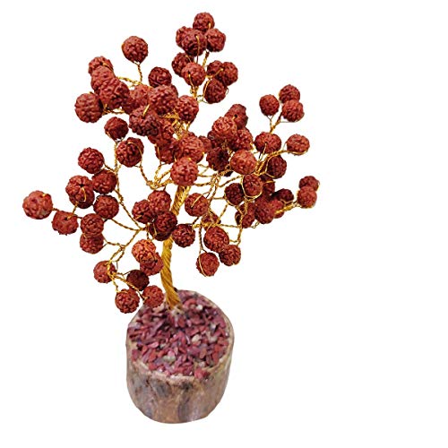 Image of ZAICUS Rudraksha Beads Money Tree Feng Shui Bonsai Golden Wire
