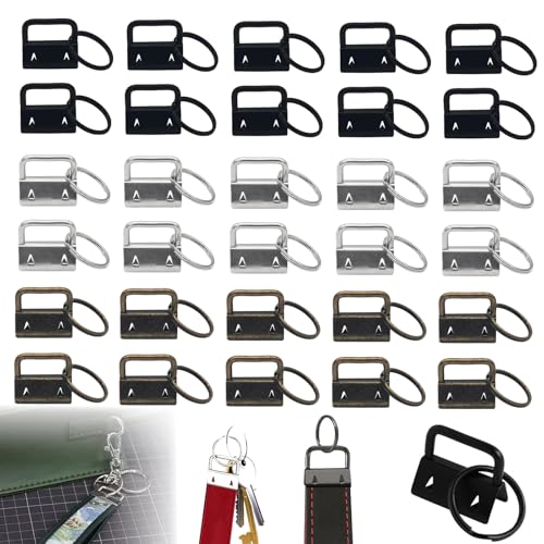 30 Piezas de Hardware para Llavero, Colgantes de Cierre de Abrazadera en Blanco de Cordón de 25 mm Hardware de Pulsera con Llavero para Manualidades de Tela de Cordón de Bricolaje （3 colores） (25mm)